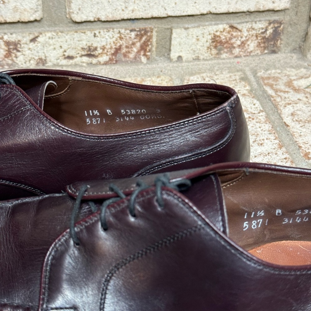 Allen Edmonds Brandywood Men's Oxford Shoes Dark Brown with Oxblood Lace Up 11.5 - Picture 6 of 8